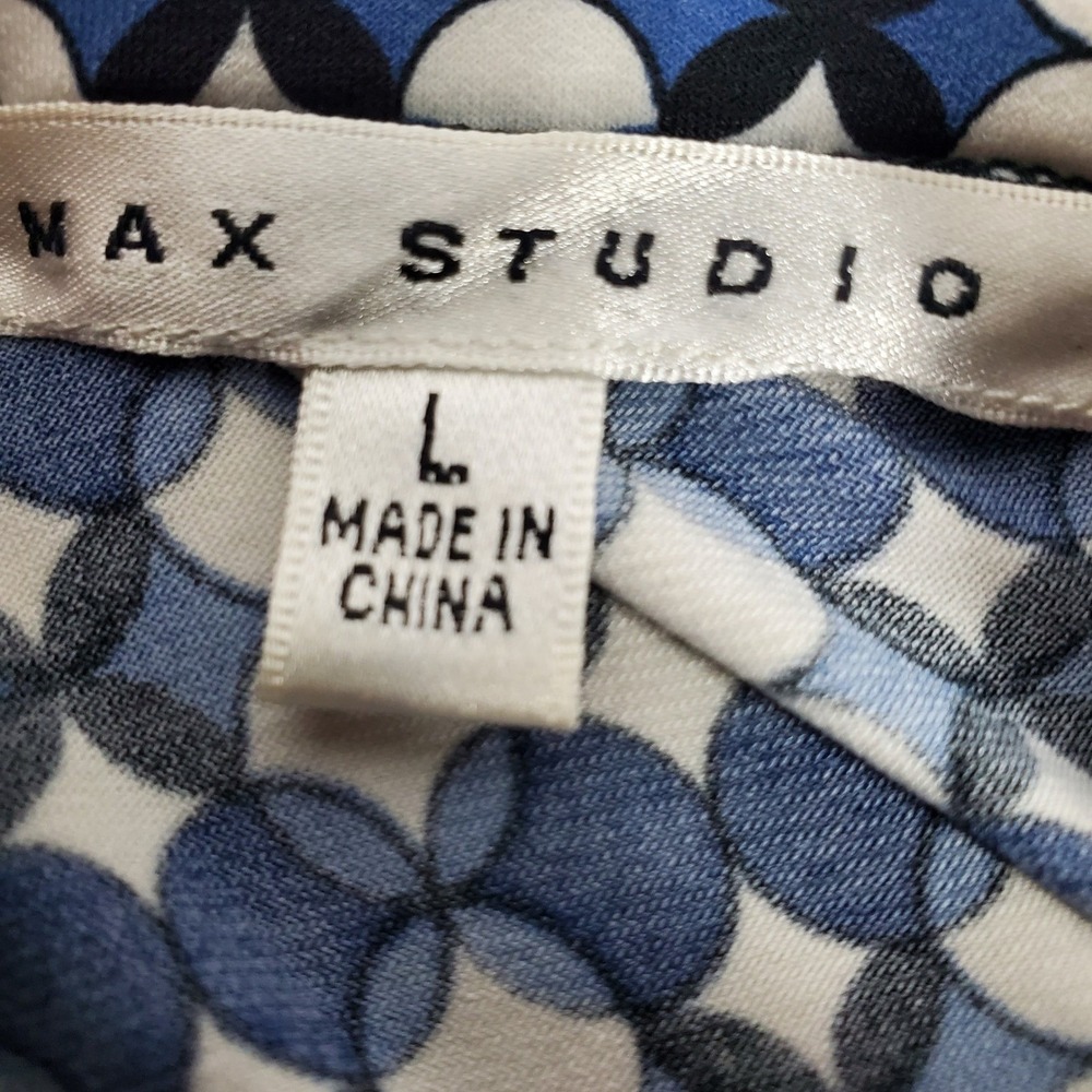 Max Studio Blue Geometric Circle Print Stretch Pencil Skirt Womens Large 4712W14 - Picture 3 of 7